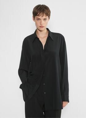 Aritzia Babaton Casting Silk Shirt - Black - Small